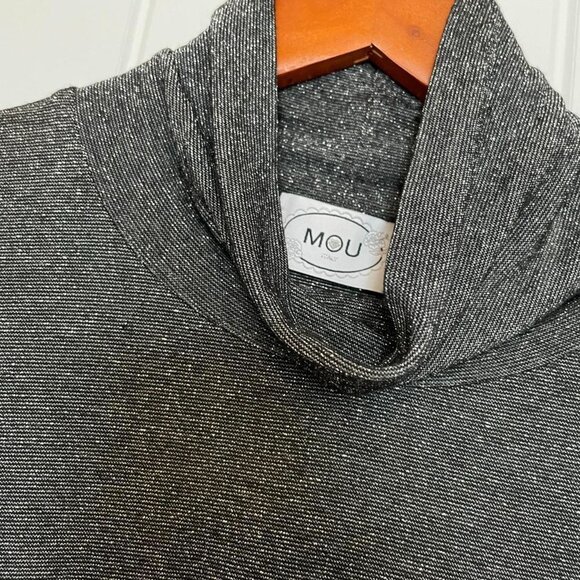 Vintage Mock Neck Long Sleeve Top Sparkly Grey - Picture 5 of 11